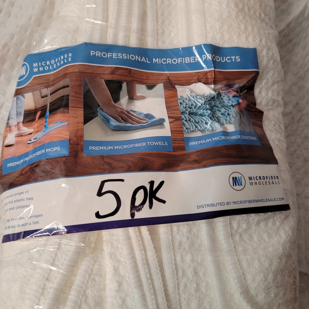 Microfiber 5 Pack Premium Sublimation White Microfiber‎ Cleaning Towels